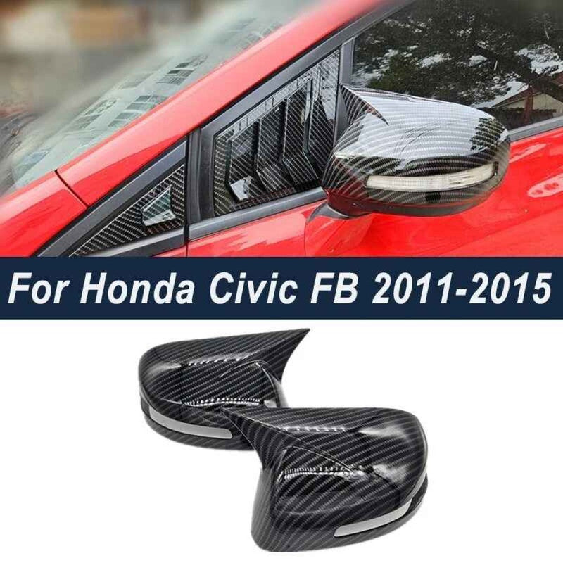 Car Craft Compatible With Honda Civic 2012-2015 Side Rear View Case Wing Cap Shell Housing Mirror Covers 3m Tape Pasting Style Without Mirror Light Usa Carbon Fiber Look CC-11535