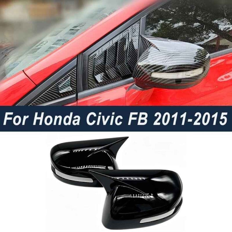 Car Craft Compatible With Honda Civic 2012-2015 Side Rear View Case Wing Cap Shell Housing Mirror Covers 3m Tape Pasting Style Without Mirror Light Usa Glossy Black CC-11534
