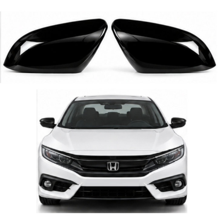 Car Craft Compatible With Honda Civic 2016-2021 Side Rear View Case Wing Cap Shell Housing Mirror Covers 3m Tape Pasting Style Factroy Style Glossy Black