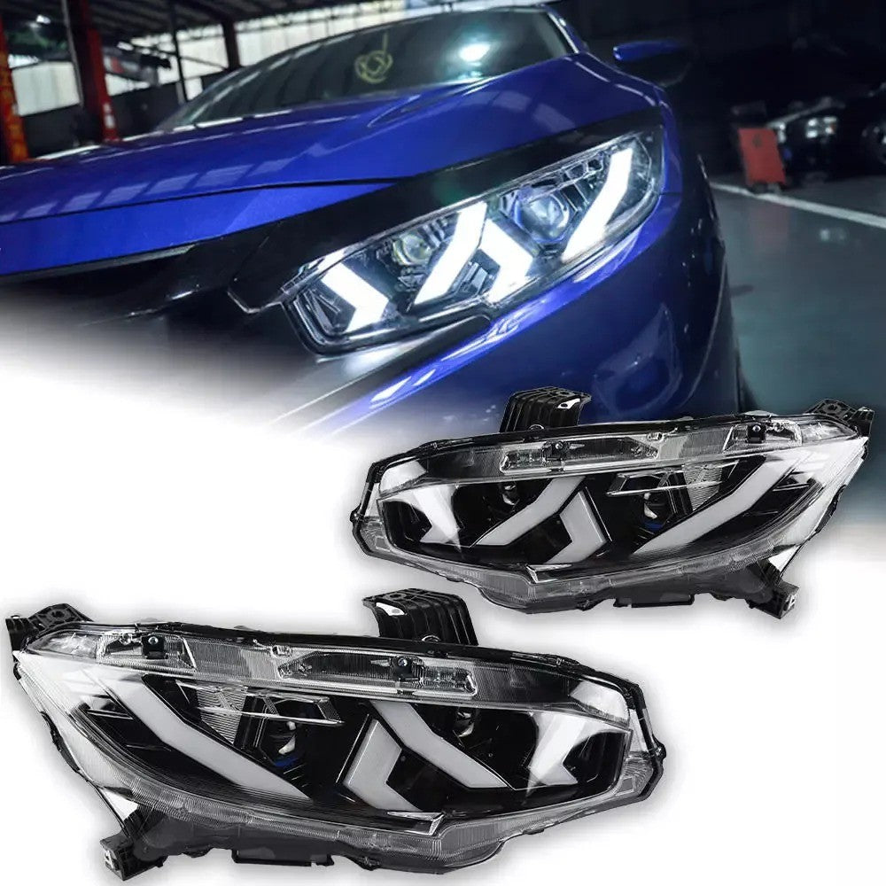 Car Craft Compatible With Honda Civic 10th Gen 2016-2020 Car Front Upgraded Head Light Headlight Lamp Xenon Taillight Retrofit Upgrade Modified Led Drl Hid Matrix Style
