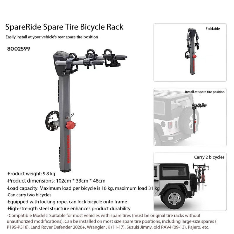 Car Craft Compatible With Land Range Rover Defender Jimny Wrangler Cycle Stand Bycycle Rear Rack Bike Rack Spare Tire Type For Tank