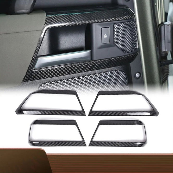 Car Craft Compatible With Range Land Rover Defender 90 110 130 L663 Lr129997 2020+ Car Interior Inner Pull Door Handle Trim Speaker Grill Cover Frame Trim Real Carbon Fiber