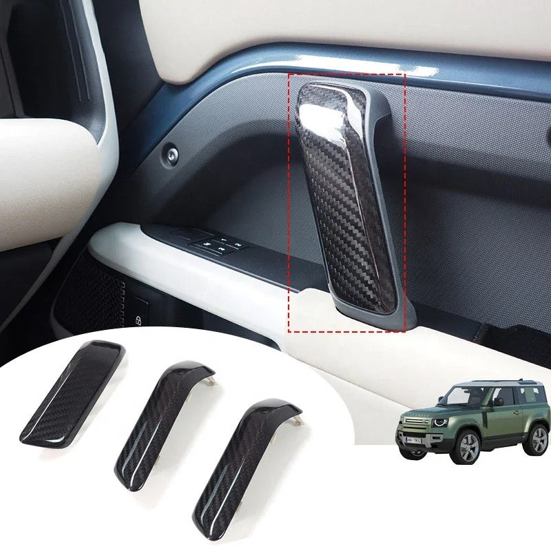 Car Craft Compatible With Range Land Rover Defender 90 110 130 L663 Lr129997 2020+ Car Interior Inner Pull Door Handle Trim Cover Real Carbon Fiber - CAR CRAFT INDIA