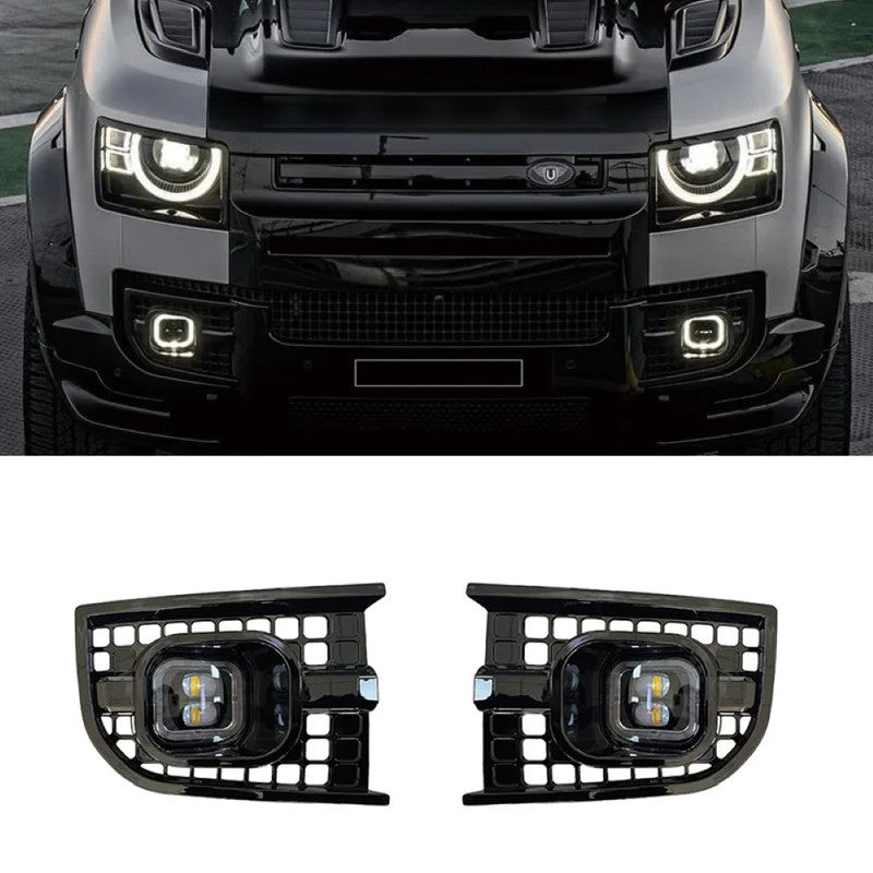 Car Craft Compatible With Range Land Rover Defender L663 2020-2025 90 110 130 Upgrade Convertion Bodykit Urban U Style Front Bumper Fog Lamp Light Gril Cover Trim