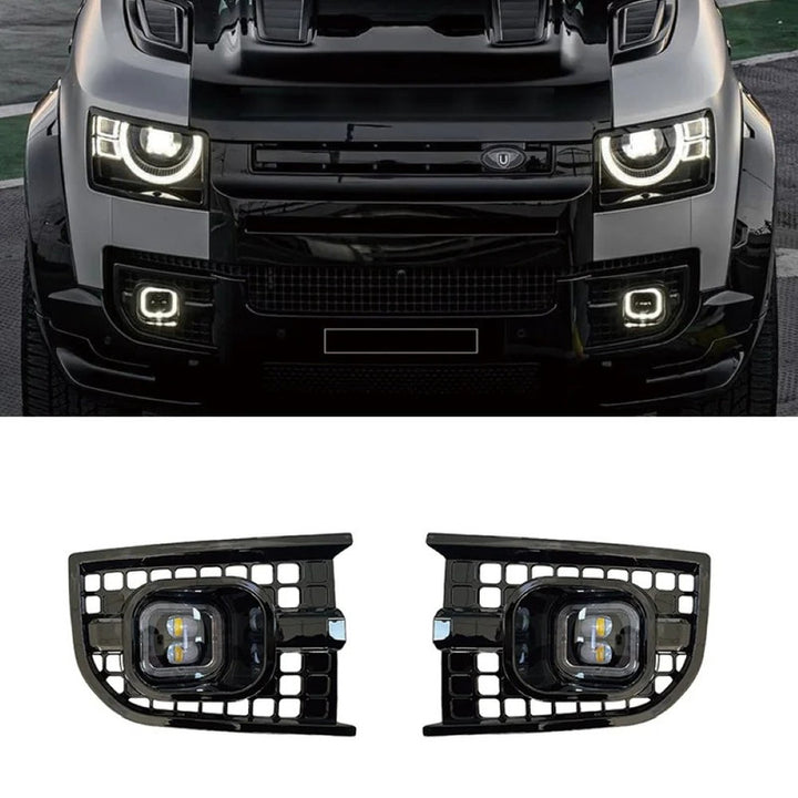 Car Craft Compatible With Range Land Rover Defender L663 2020-2025 90 110 130 Upgrade Convertion Bodykit Urban U Style Front Bumper Fog Lamp Light Gril Cover Trim