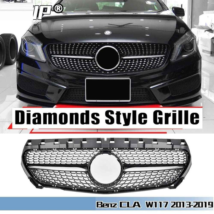 Car Craft Compatible With Mercedes Benz Cla Class W117 C117 X117 2013-2019 Upgrade Front Bumper Cla45 Amg Show Grill Diamond Black CC-1748