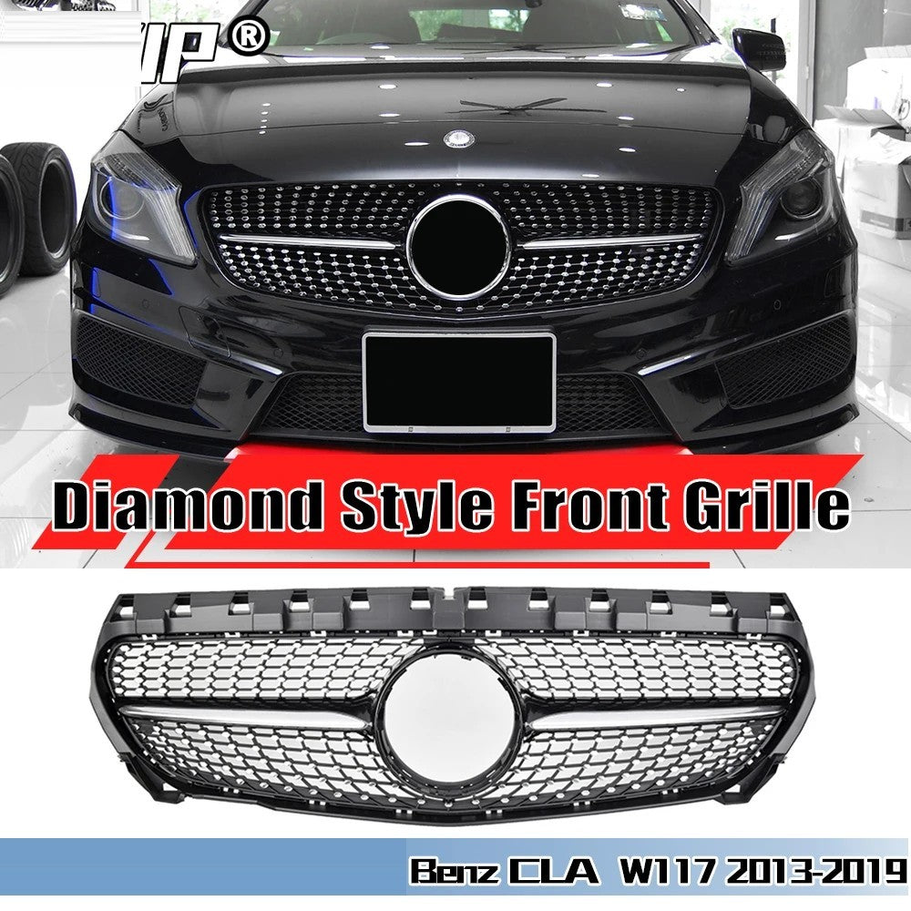 Car Craft Compatible With Mercedes Benz Cla Class W117 C117 X117 2013-2019 Upgrade Front Bumper Cla45 Amg Show Grill Diamond Silver CC-1749