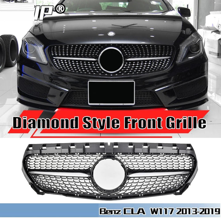 Car Craft Compatible With Mercedes Benz Cla Class W117 C117 X117 2013-2019 Upgrade Front Bumper Cla45 Amg Show Grill Diamond Silver CC-1749