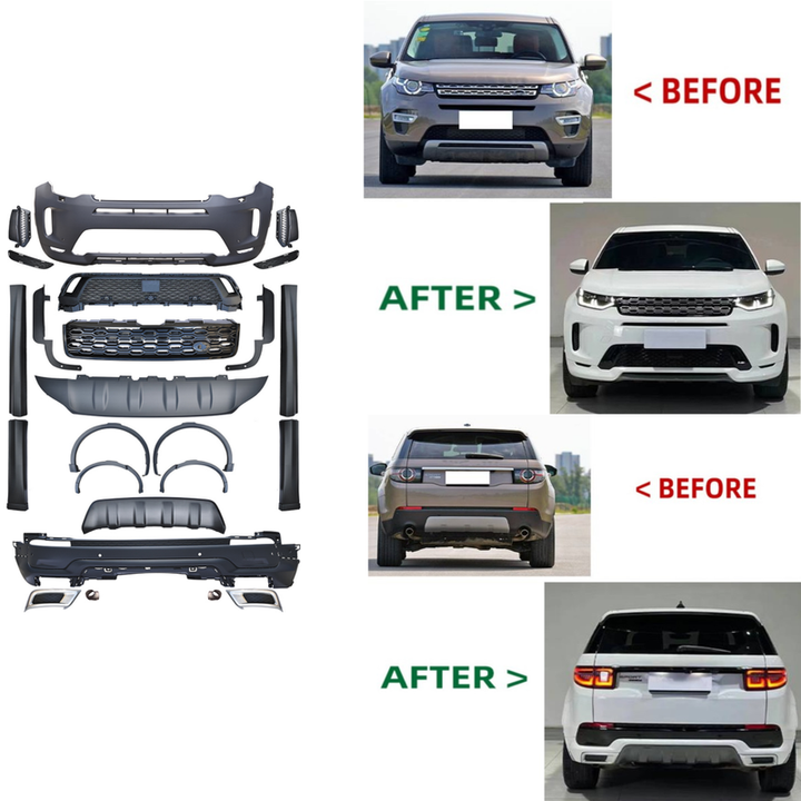 Car Craft Compatible With Land Range Rover Rr Discovery Sport 2015-2019 Upgrade To 2020-2024 Bodykit Bumper Grill Diffuser Exhaust Tip Pipe Side Skirts