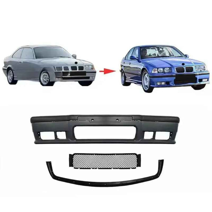 Car Craft Compatible With Bmw 3 Series E36 1990-1998 Upgrade Facelift Convert To E36 M3 M Sport Bodykit Front Bumper CC-9659