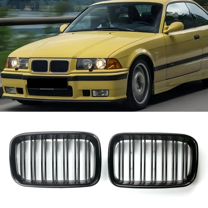 Car Craft Compatible With Bmw 3 Series E36 1991-1994 M3 M Sport Front Bumper Show Grill Glossy Black Gc E36-001