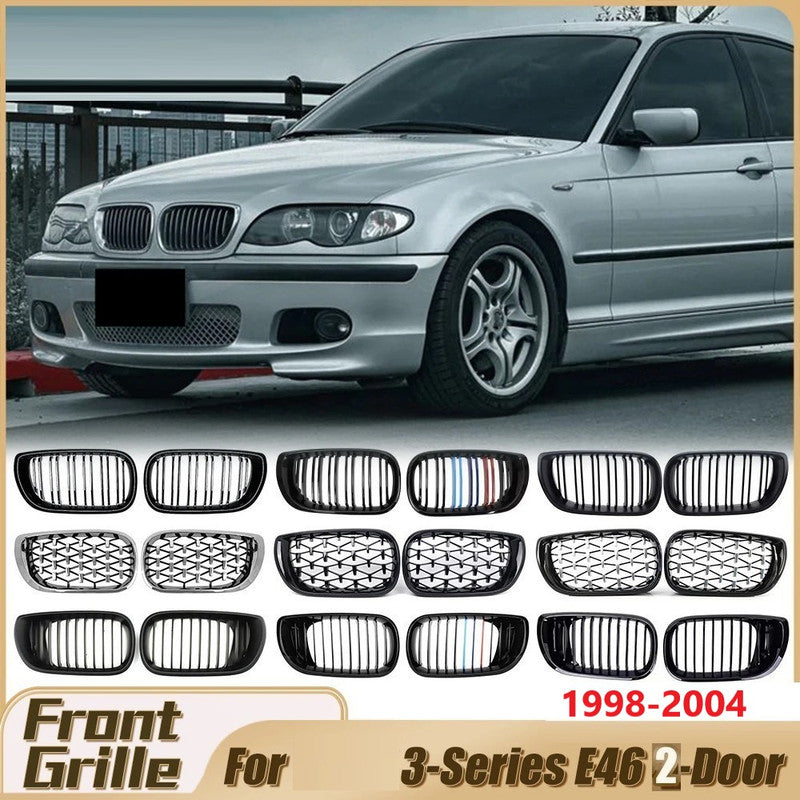 Car Craft Compatible With Bmw 3 Series E46 1998-2004 Upgrade Front Bumper Show Grill Glossy Black 2 Door - CAR CRAFT INDIA