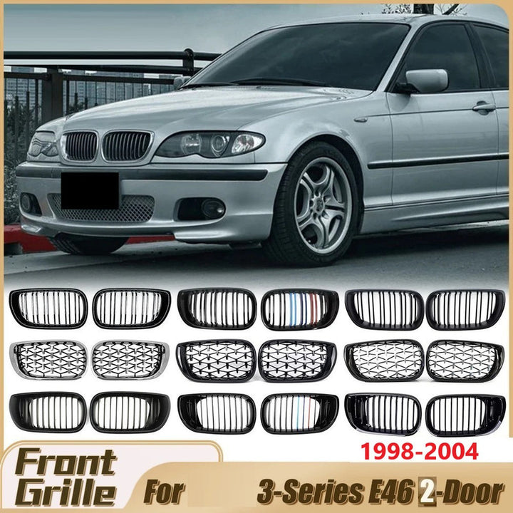 Car Craft Compatible With Bmw 3 Series E46 1998-2004 Upgrade Front Bumper Show Grill Glossy Black 2 Door - CAR CRAFT INDIA
