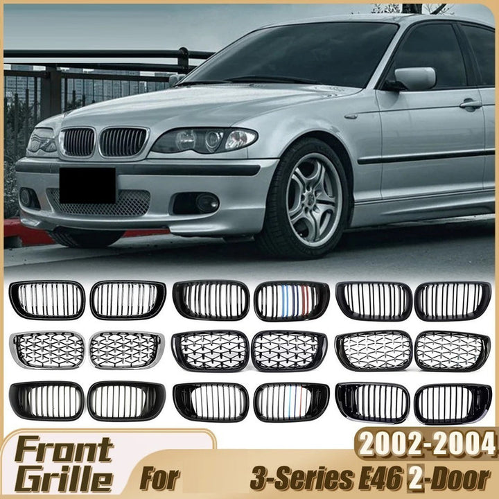 Car Craft Compatible With Bmw 3 Series E46 Lci 2001-2004 Upgrade Front Bumper Show Grill Diamond Black 2 Door - CAR CRAFT INDIA