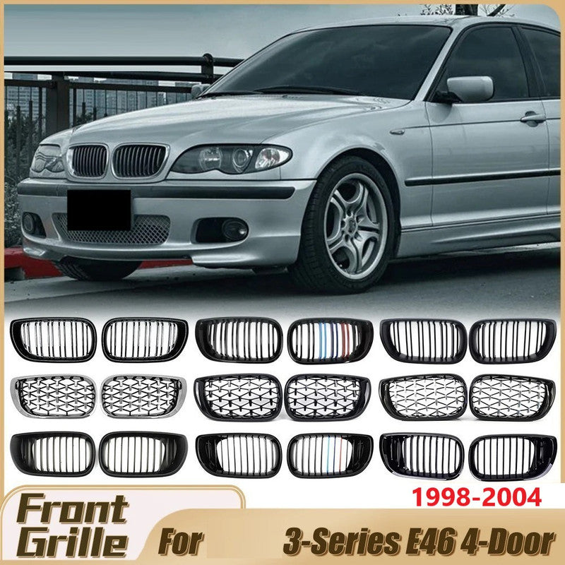 Car Craft Compatible With Bmw 3 Series E46 1998-2004 Upgrade Front Bumper Show Grill Tri Colour 4 Door - CAR CRAFT INDIA