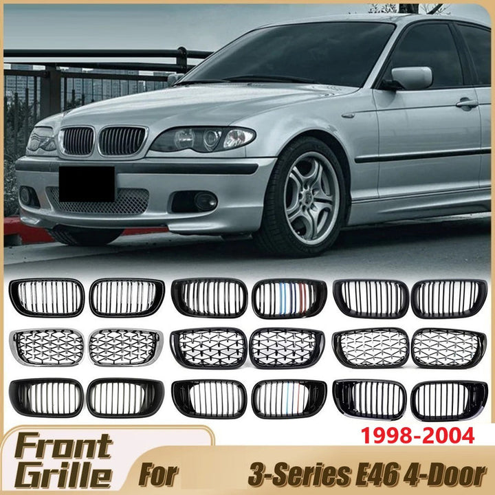 Car Craft Compatible With Bmw 3 Series E46 1998-2004 Upgrade Front Bumper Show Grill Tri Colour 4 Door - CAR CRAFT INDIA