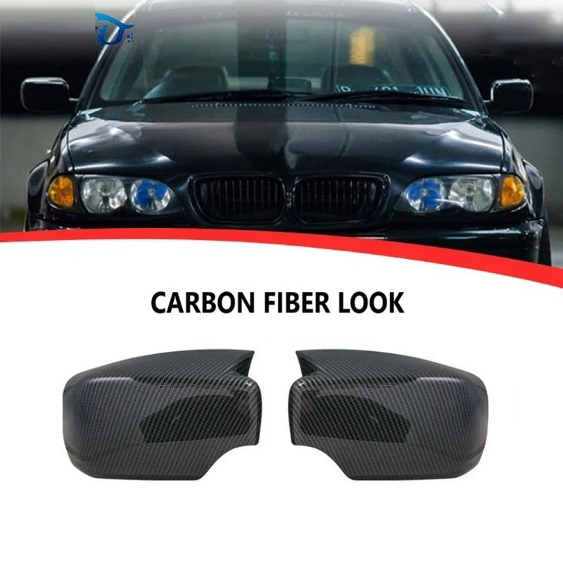 Car Craft Compatible With Bmw 3 Series E46 2002-2006 Side Rear View Case Wing Cap Shell Housing Mirror Covers 3m Tape Pasting Style Carbon Fiber Look CC-11545