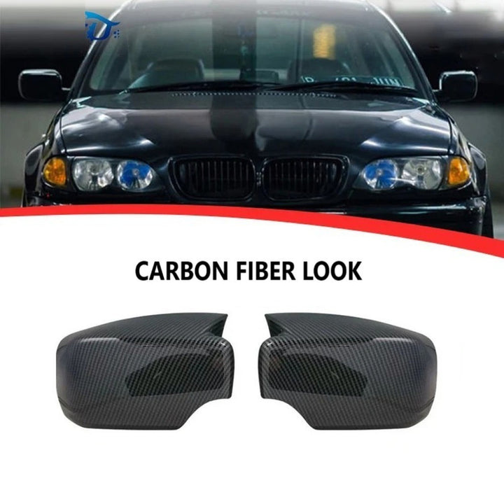 Car Craft Compatible With Bmw 3 Series E46 2002-2006 Side Rear View Case Wing Cap Shell Housing Mirror Covers 3m Tape Pasting Style Carbon Fiber Look CC-11545