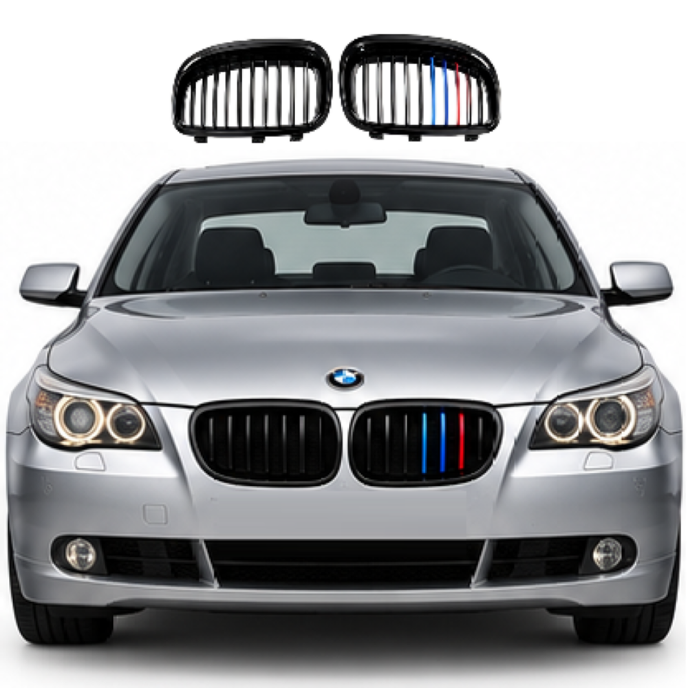 Car Craft Compatible With Bmw 5 Series E60 2004-2009 Front Bumper Show Grill Tri Color Single CC-3088