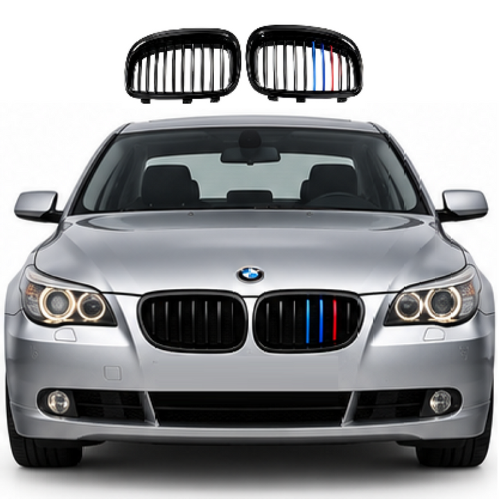 Car Craft Compatible With Bmw 5 Series E60 2004-2009 Front Bumper Show Grill Tri Color Single CC-3088