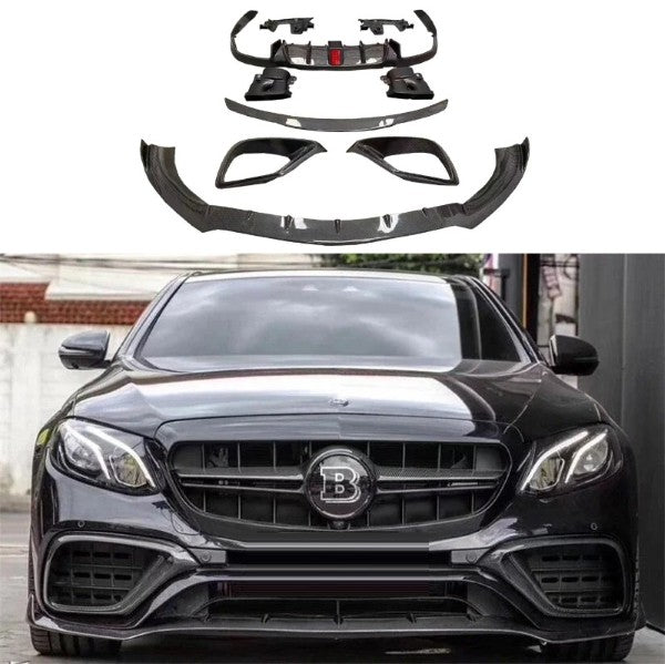Car Craft Compatible With Mercedes Benz E Class W213 2016-2020 E63 Amg Bumper Brabus Bodykit Front Lip Diffuser Exhaust Tip Fog Gril Cover Trim Spoiler Real Carbon Fiber - CAR CRAFT INDIA
