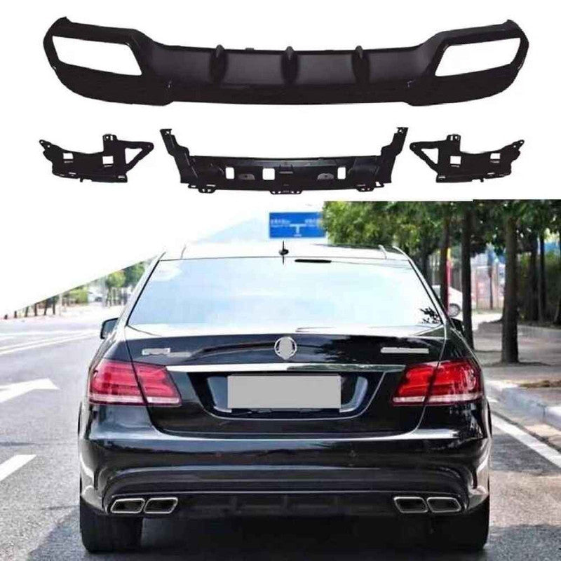 Car Craft Compatible With Mercedes Benz E Class W212 Lci 2014-2016 Amg Rear Bumper Upgrade Convert To E63 Amg After Rear Lip Diffuser Gc W212-009 Black CC-9710