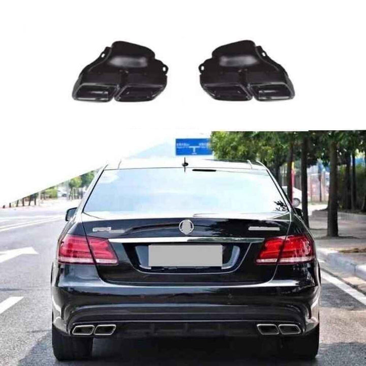 Car Craft Compatible With Mercedes Benz E Class W212 Lci 2014-2016 Amg Exhaust Tip Pipe Dual Silver Chrome Gc W212-011 Black CC-9712 - CAR CRAFT INDIA