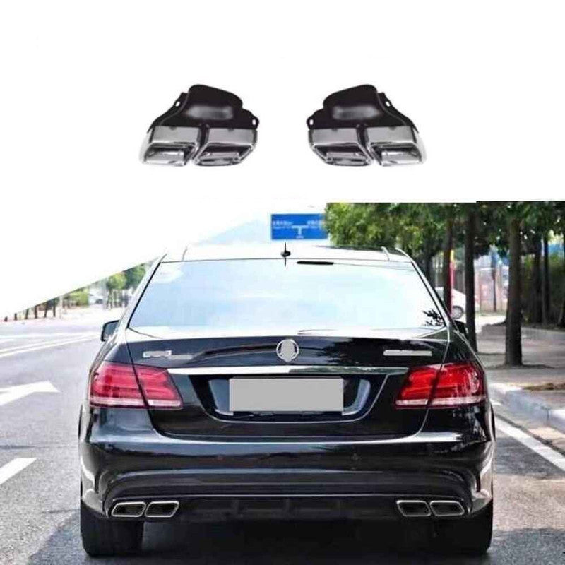 Car Craft Compatible With Mercedes Benz E Class W212 Lci 2014-2016 Amg Exhaust Tip Pipe Dual Silver Chrome Gc W212-010 Silver CC-9711 - CAR CRAFT INDIA