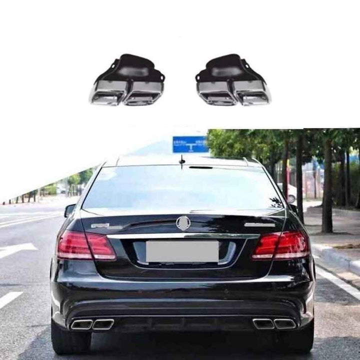 Car Craft Compatible With Mercedes Benz E Class W212 Lci 2014-2016 Amg Exhaust Tip Pipe Dual Silver Chrome Gc W212-010 Silver CC-9711 - CAR CRAFT INDIA