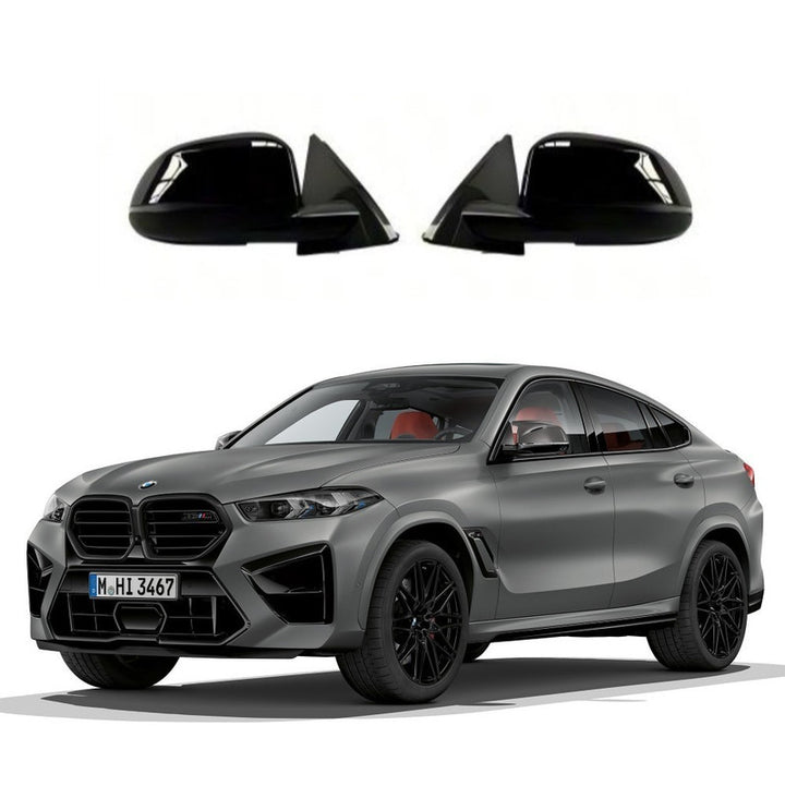 Car Craft Compatible With Bmw X6 E71 2006-2014 Side Rear View Mirror Cover Assembly Set For G06 2024 Convertion Kit Style Black