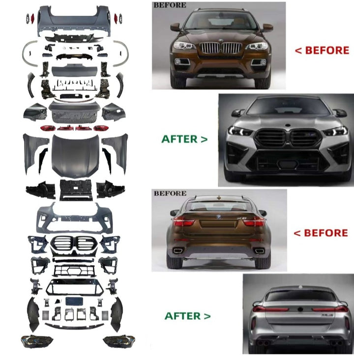 Car Craft Compatible With Bmw X6 E71 2006-2013 To G06 Lci X6m F96 Upgrade Facelift Conversion Bodykit Bumper Headlight Taillight Hood Side Skirts CC-6613 - CAR CRAFT INDIA