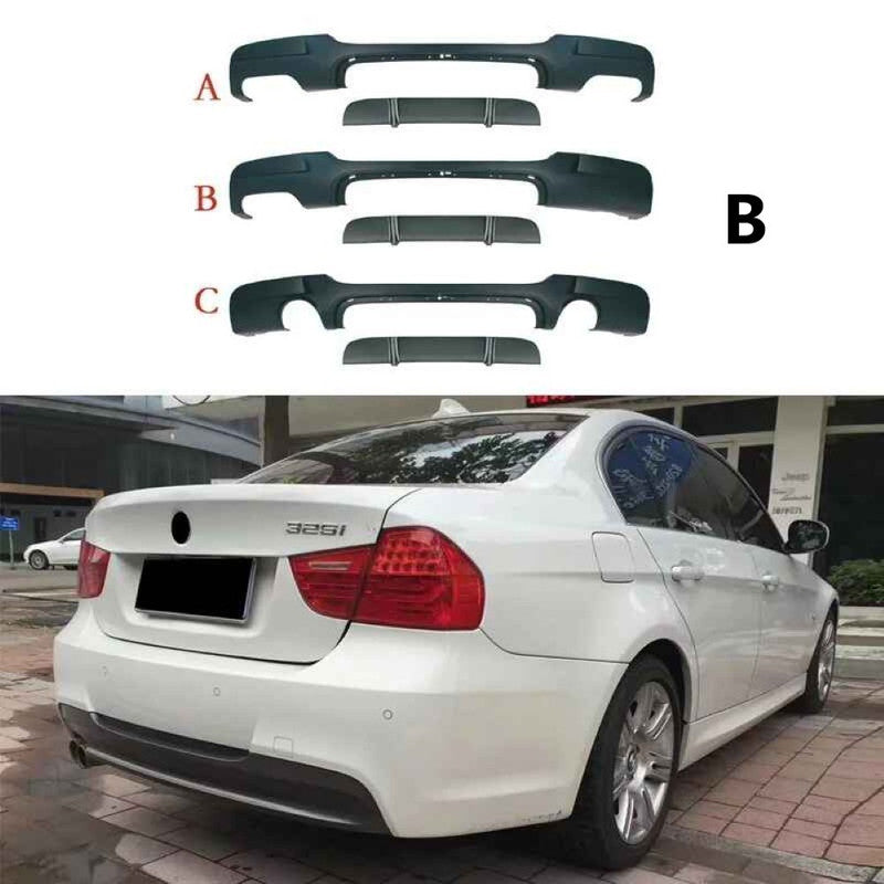 Car Craft Compatible With Bmw 3 Series E90 Lci 2005-2012 Rear Mt M Tech Bumper After Rear Lip Diffuser Style B 00- - CAR CRAFT INDIA
