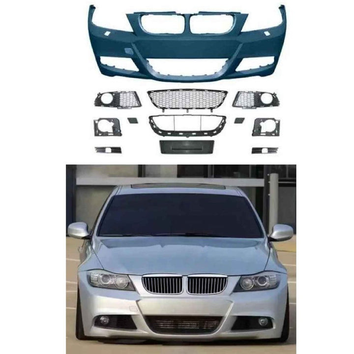 Car Craft Compatible With Bmw 3 Series E90 2005-2008 Front Bumper Upgrade Convert To M Sport Mt M Tech Bodykit Bumper With Fog Hole Mesh - CAR CRAFT INDIA