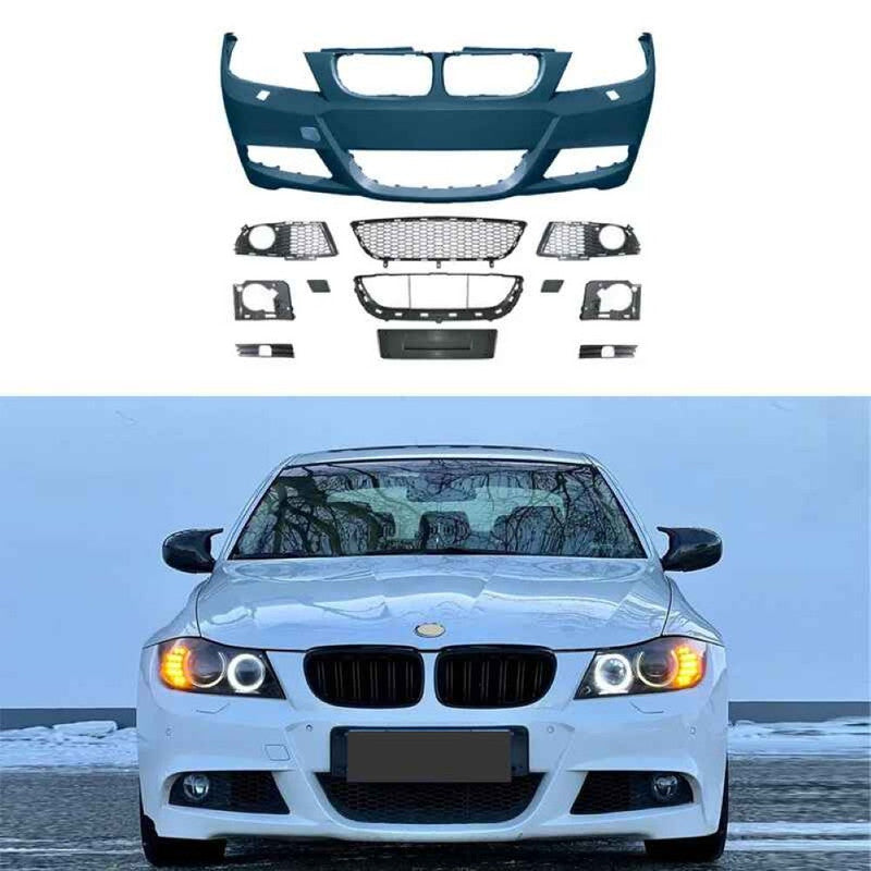 Car Craft Compatible With Bmw 3 Series E90 Lci 2009-2012 Front Bumper Upgrade Convert To M Sport Mt M Tech Bodykit Bumper With Fog Hole Mesh - CAR CRAFT INDIA