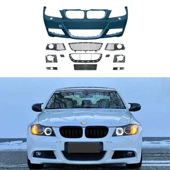 Car Craft Compatible With Bmw 3 Series E90 Lci 2009-2012 Front Bumper Upgrade Convert To M Sport Mt M Tech Bodykit Bumper With Fog Hole Mesh - CAR CRAFT INDIA