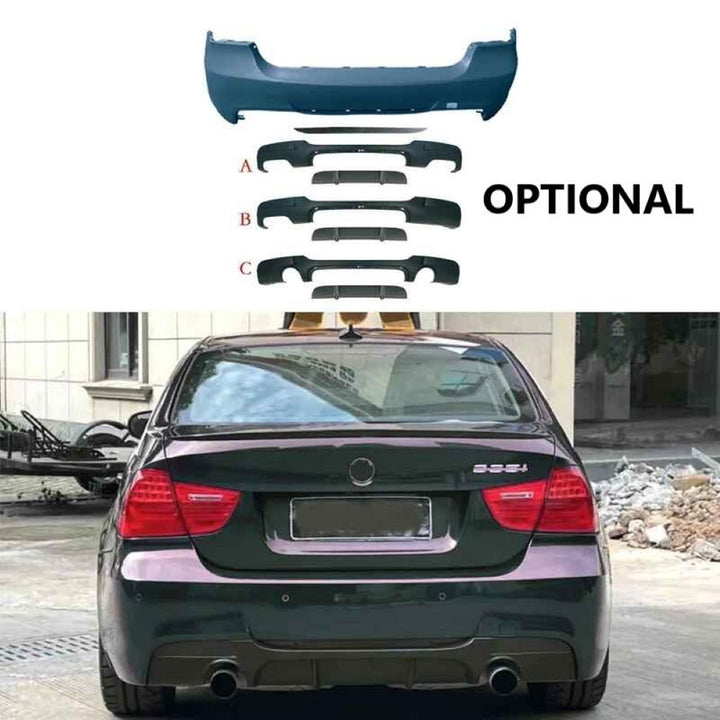 Car Craft Compatible With Bmw 3 Series E90 Lci 2005-2012 Rear Bumper Upgrade Convert To M Sport Mt M Tech Bodykit Bumper - CAR CRAFT INDIA