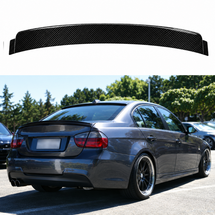 Car Craft Compatible With Bmw 3 Series E90 2006-2012 Rear Trunk Wing Boot Lip Wing Roof Spoiler Carbon Fiber Look