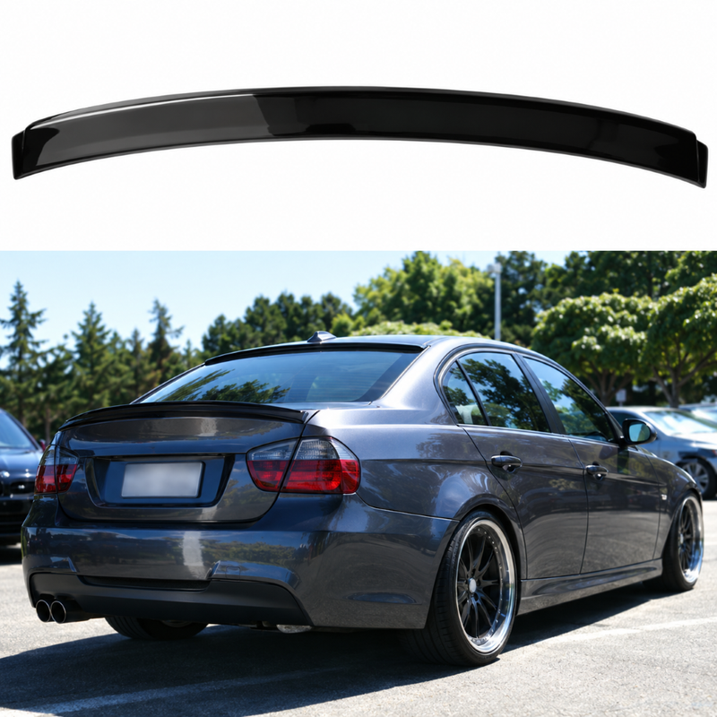 Car Craft Compatible With Bmw 3 Series E90 2006-2012 Rear Trunk Wing Boot Lip Wing Roof Spoiler Glossy Black