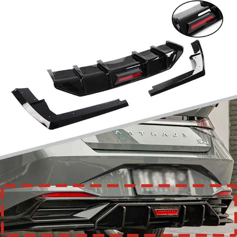 Car Craft Compatible With Hyundai Elantra Mk7 2020-2022 Rear After Bumper Lip Diffuser Skirt Splitter Trim F1 Led Light Usa Carbon Fiber Look