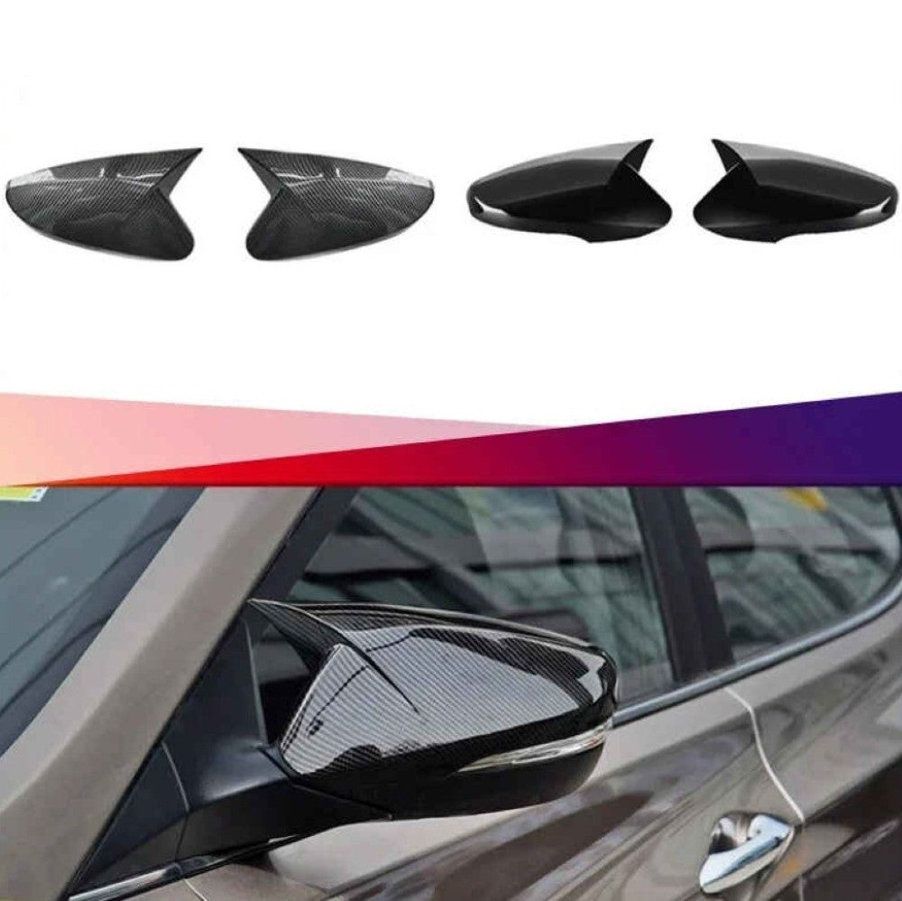Car Craft Compatible With Hyundai Elantra 2012-2016 Rear View Case Wing Cap Shell Housing Mirror Covers 3m Tape Pasting Style Glossy Black