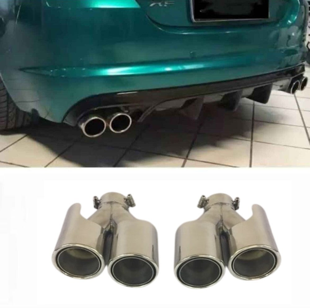 Car Craft Compatible With Jaguar Xf Xfr 2011-2016 Rear Bumper Exhasut Tailpipe Tip Pipe Muffer Chrome