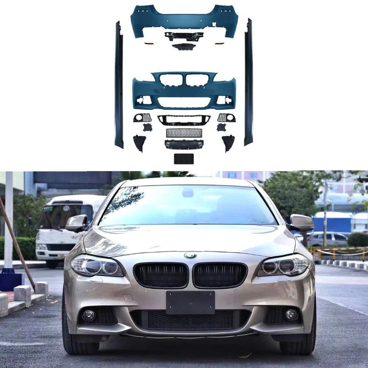 Car Craft Compatible With Bmw 5 Series F10 2010-2017 Front Rear Bumper Upgrade Convert To M Sport Mt M Tech Bodykit Body Kit Bumper Side Skirt Gc F10 18 006 Set CC-10672