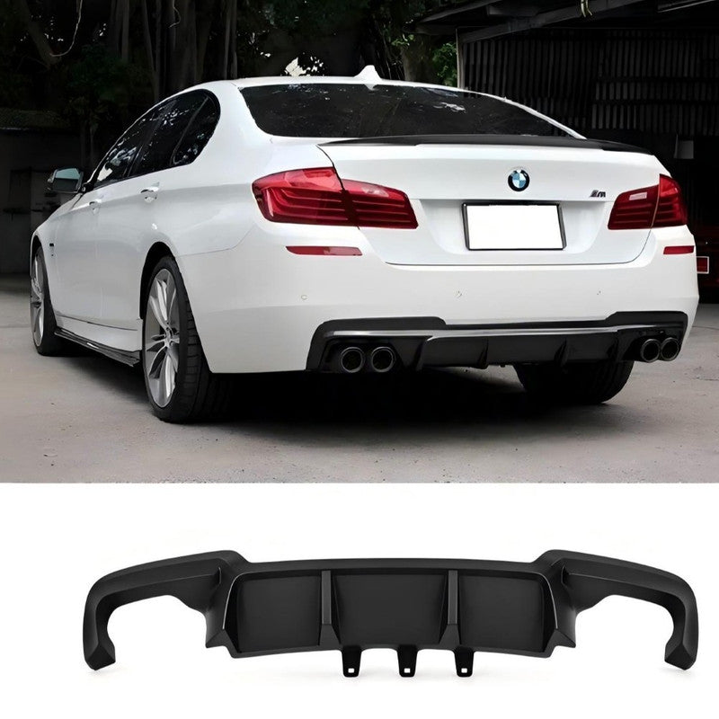 Car Craft Compatible With Bmw 5 Series F10 2010-2017 M Sport M5 Bumper Diffuser Rear After Lip Skirt 2 Fin Glossy Black