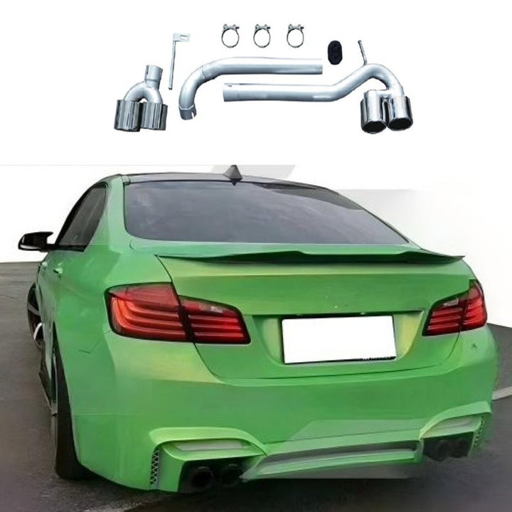 Car Craft Compatible With Bmw 5 Series F10 2010-2017 M4 Exhaust Tips Tail Pipe Midpipe Muffler With Clamp Akrapovic Chrome CC-10682