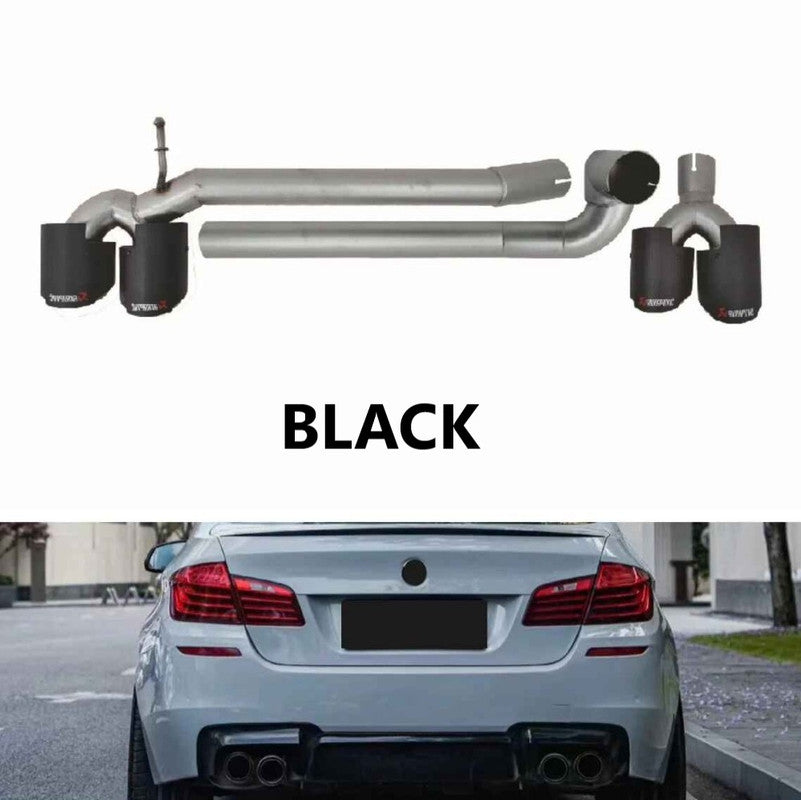 Car Craft Compatible With Bmw 5 Series F10 2010-2017 Exhaust Tips Tail Pipe Midpipe Muffler With Clamp Akrapovic Black M Sport M4 Style