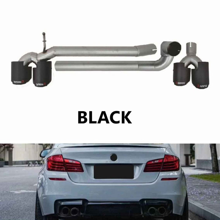 Car Craft Compatible With Bmw 5 Series F10 2010-2017 Exhaust Tips Tail Pipe Midpipe Muffler With Clamp Akrapovic Black M Sport M4 Style