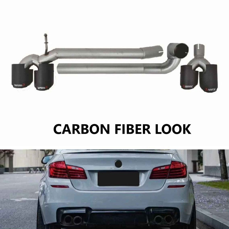 Car Craft Compatible With Bmw 5 Series F10 2010-2017 Exhaust Tips Tail Pipe Midpipe Muffler With Clamp Akrapovic Carbon Fiber Look M Sport M4 Style
