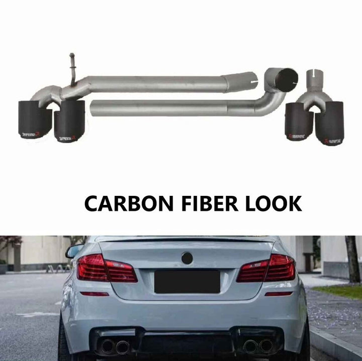 Car Craft Compatible With Bmw 5 Series F10 2010-2017 Exhaust Tips Tail Pipe Midpipe Muffler With Clamp Akrapovic Carbon Fiber Look M Sport M4 Style