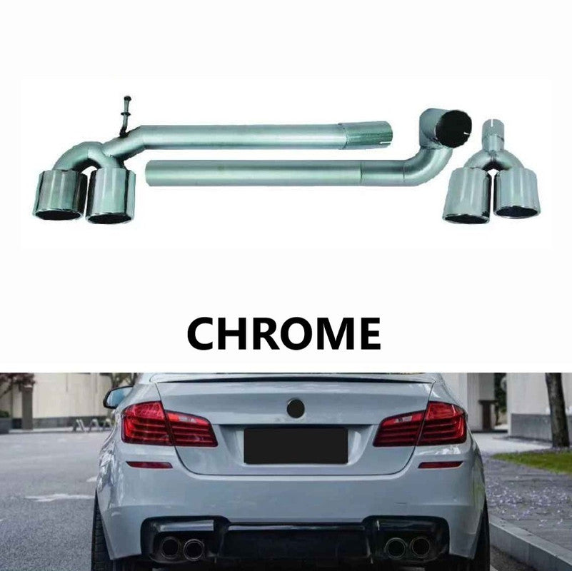 Car Craft Compatible With Bmw 5 Series F10 2010-2017 Exhaust Tips Tail Pipe Midpipe Muffler With Clamp Akrapovic Chrome M Sport M4 Style