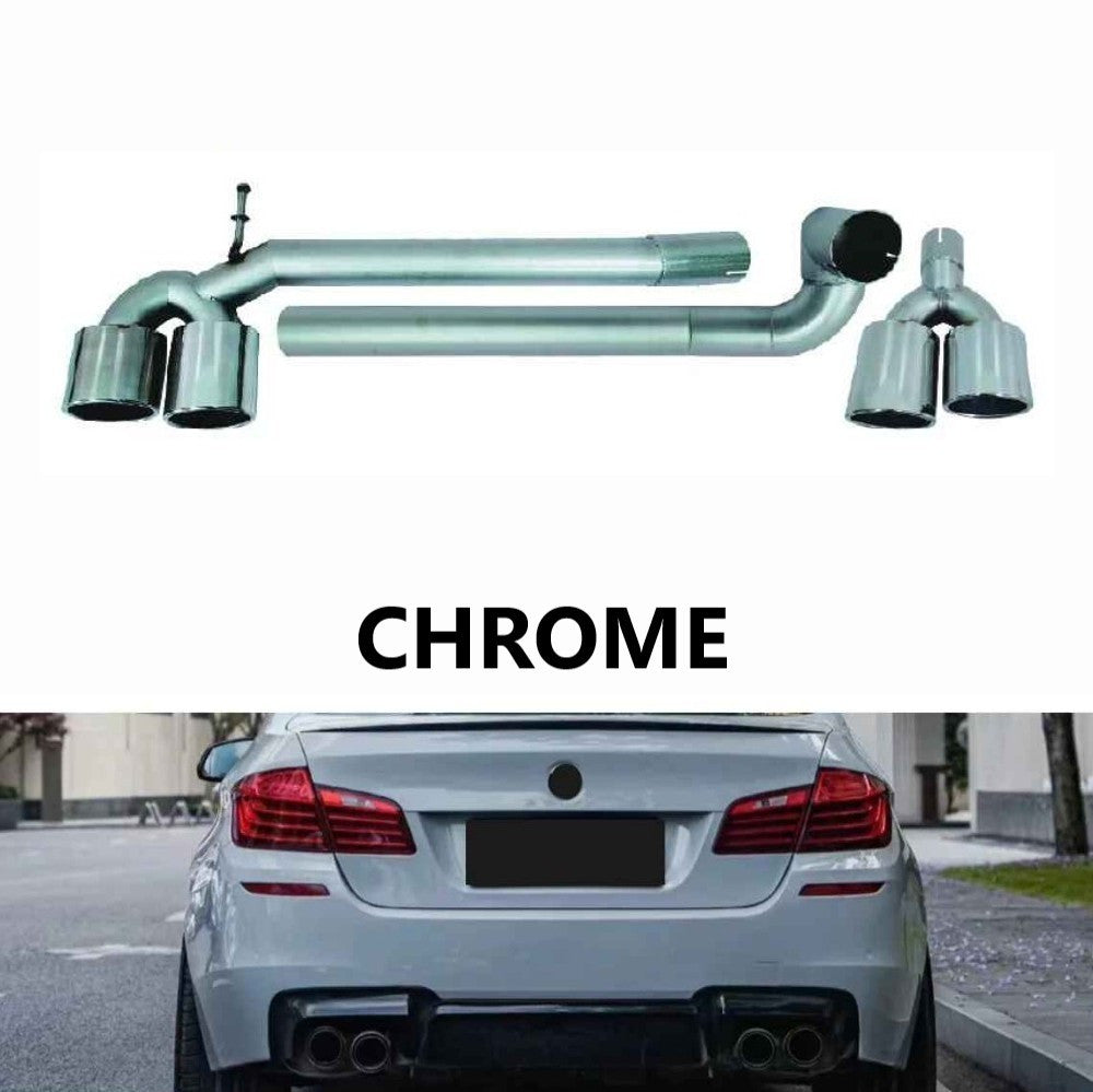 Car Craft Compatible With Bmw 5 Series F10 2010-2017 Exhaust Tips Tail Pipe Midpipe Muffler With Clamp Akrapovic Chrome M5 Style